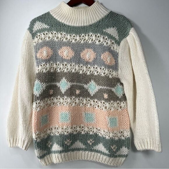 #51 Vintage Jamie Scott hand knitted oversized grandma sweater size medium - Picture 2 of 11